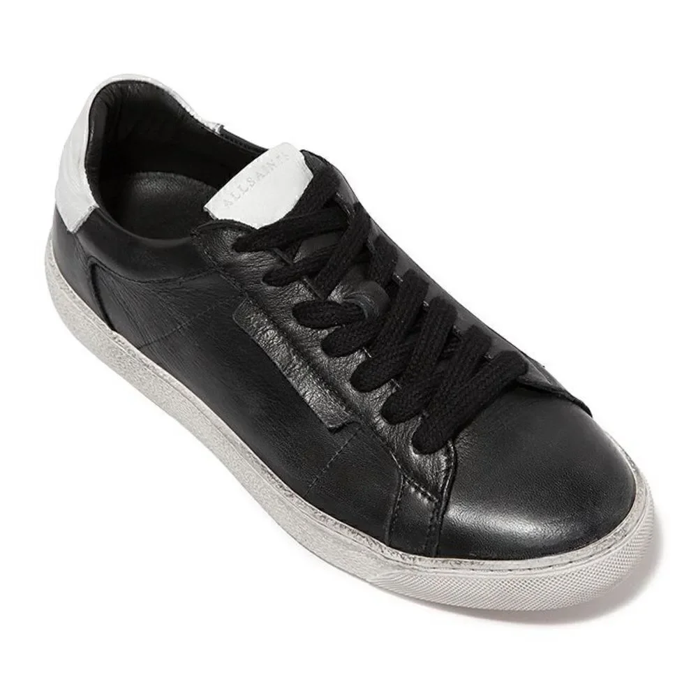 Allsaints Sheer black distressed leather sneakers